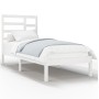 White solid wood single bed frame 90x190 cm by , Beds and slatted bases - Ref: Foro24-3105761, Price: 89,87 €, Discount: %