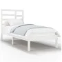 White solid wood single bed frame 90x190 cm by , Beds and slatted bases - Ref: Foro24-3105761, Price: 88,77 €, Discount: %