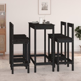 5-teiliges Bar-Set aus massivem schwarzem Kiefernholz von , Möbelsets für Küchen und Esszimmer - Ref: Foro24-3124706, Preis: ...