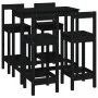 5-teiliges Bar-Set aus massivem schwarzem Kiefernholz von , Möbelsets für Küchen und Esszimmer - Ref: Foro24-3124706, Preis: ...