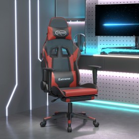 Silla gaming con reposapiés cuero sintético negro rojo tinto en Sillas gaming | Comprar online en Foro24