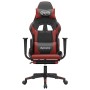 Silla gaming con reposapiés cuero sintético negro rojo tinto en Sillas gaming | Comprar online en Foro24
