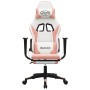 Silla gaming con reposapiés cuero sintético blanco y rosa en Sillas gaming | Comprar online en Foro24