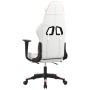 Silla gaming con reposapiés cuero sintético blanco y rosa en Sillas gaming | Comprar online en Foro24