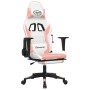 Silla gaming con reposapiés cuero sintético blanco y rosa en Sillas gaming | Comprar online en Foro24