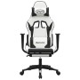 Silla gaming con reposapiés cuero sintético blanco negro en Sillas gaming | Comprar online en Foro24