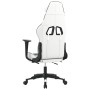 Silla gaming con reposapiés cuero sintético blanco negro en Sillas gaming | Comprar online en Foro24