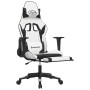 Silla gaming con reposapiés cuero sintético blanco negro en Sillas gaming | Comprar online en Foro24