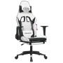 Silla gaming con reposapiés cuero sintético blanco negro en Sillas gaming | Comprar online en Foro24