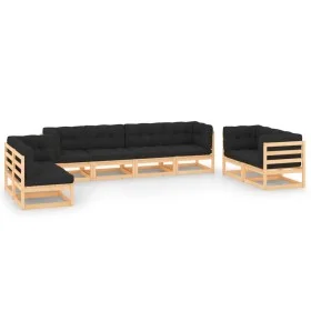 Garden furniture 8 pieces and cushions solid pine wood by , Garden sets - Ref: Foro24-3083806, Price: 737,39 €, Discount: %