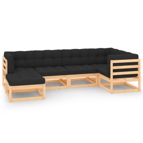 Garden furniture set 6 pieces and cushions solid pine wood by , Garden sets - Ref: Foro24-3083812, Price: 493,26 €, Discount: %