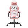 Silla gaming con reposapiés cuero sintético blanco y rosa en Sillas gaming | Comprar online en Foro24