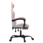 Silla gaming con reposapiés cuero sintético blanco y rosa en Sillas gaming | Comprar online en Foro24