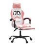 Silla gaming con reposapiés cuero sintético blanco y rosa en Sillas gaming | Comprar online en Foro24