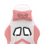 Silla gaming con reposapiés cuero sintético blanco y rosa en Sillas gaming | Comprar online en Foro24