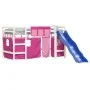 High bed for children with pink pine wood curtains 80x200 cm by , Beds and slatted bases - Ref: Foro24-3207014, Price: 268,68...