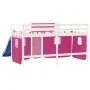 High bed for children with pink pine wood curtains 80x200 cm by , Beds and slatted bases - Ref: Foro24-3207014, Price: 268,68...