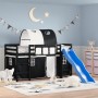 Children's loft bed with black white pine wood tunnel 80x200 cm by , Beds and slatted bases - Ref: Foro24-3207042, Price: 294...