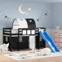 Children's loft bed with black white pine wood tunnel 80x200 cm by , Beds and slatted bases - Ref: Foro24-3207042, Price: 286...