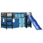 Cama alta para niños con cortinas madera pino azul 80x200 cm de , Camas y somieres - Ref: Foro24-3207016, Precio: 269,65 €, D...