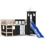 Cama alta niños con torre madera pino blanco negro 80x200 cm de , Camas y somieres - Ref: Foro24-3207063, Precio: 295,91 €, D...