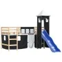 Cama alta niños con torre madera pino blanco negro 80x200 cm de , Camas y somieres - Ref: Foro24-3207063, Precio: 295,91 €, D...