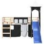 Cama alta niños con torre madera pino blanco negro 80x200 cm de , Camas y somieres - Ref: Foro24-3207063, Precio: 295,91 €, D...