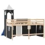 Children's loft bed with black white pine wood tower 80x200 cm by , Beds and slatted bases - Ref: Foro24-3207063, Price: 299,...