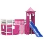 Cama alta para niños con torre madera pino rosa 90x200 cm de , Camas y somieres - Ref: Foro24-3207077, Precio: 340,83 €, Desc...
