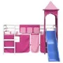 Cama alta para niños con torre madera pino rosa 90x200 cm de , Camas y somieres - Ref: Foro24-3207077, Precio: 340,83 €, Desc...