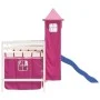 Cama alta para niños con torre madera pino rosa 90x200 cm de , Camas y somieres - Ref: Foro24-3207077, Precio: 340,83 €, Desc...