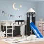 Kinder-Hochbett mit schwarz-weißem Kiefernholzturm 90x200 cm von , Betten und Lattenroste - Ref: Foro24-3207075, Preis: 344,9...
