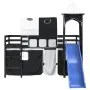 Cama alta niños con torre madera pino blanco negro 90x200 cm de , Camas y somieres - Ref: Foro24-3207105, Precio: 317,61 €, D...