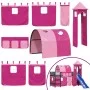 High bed for children with pink pine wood tower 90x200 cm by , Beds and slatted bases - Ref: Foro24-3207107, Price: 322,57 €,...