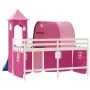Cama alta para niños con torre madera pino rosa 90x190 cm de , Camas y somieres - Ref: Foro24-3207113, Precio: 351,72 €, Desc...