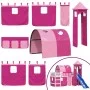 Cama alta para niños con torre madera pino rosa 90x190 cm de , Camas y somieres - Ref: Foro24-3207113, Precio: 351,72 €, Desc...