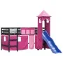 Cama alta para niños con torre madera pino rosa 90x190 cm de , Camas y somieres - Ref: Foro24-3207089, Precio: 291,89 €, Desc...