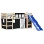 Children's loft bed with black white pine wood curtains 80x200 cm by , Beds and slatted bases - Ref: Foro24-3207009, Price: 2...