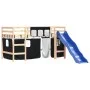 Cama alta niños con cortinas madera pino blanco negro 80x200 cm de , Camas y somieres - Ref: Foro24-3207009, Precio: 267,05 €...
