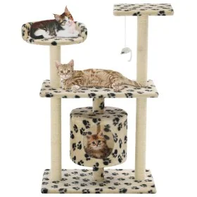 Cat scratching post with sisal post 95 cm beige prints by vidaXL, Cat furniture - Ref: Foro24-170515, Price: 57,72 €, Discoun...