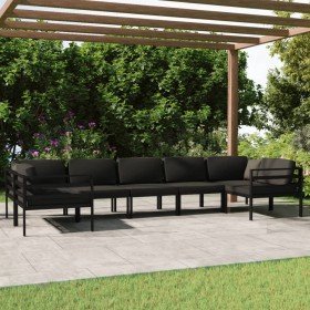 Set muebles de jardín 7 pzas y cojines aluminio gris antracita en Conjuntos de jardín | Comprar online en Foro24