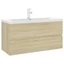 Waschtischunterschrank aus Sonoma-Eichenholzwerkstoff mit Waschbecken von , Badezimmerwaschtische - Ref: Foro24-3071651, Prei...
