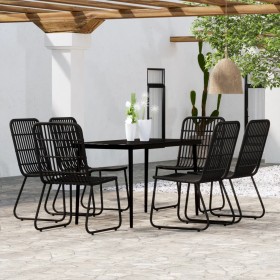 Juego de comedor de jardín 7 piezas negro de , Conjuntos de jardín - Ref: Foro24-3099182, Precio: 801,46 €, Descuento: %