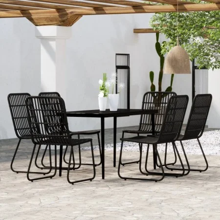 Juego de comedor de jardín 7 piezas negro de , Conjuntos de jardín - Ref: Foro24-3099182, Precio: 774,70 €, Descuento: %
