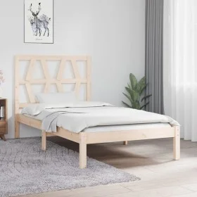 Solid pine wood bed frame 90x190 cm by , Beds and slatted bases - Ref: Foro24-3103963, Price: 80,77 €, Discount: %