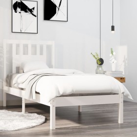 Estructura de cama individual madera maciza blanco 90x190 cm de , Camas y somieres - Ref: Foro24-3104029, Precio: 88,86 €, De...