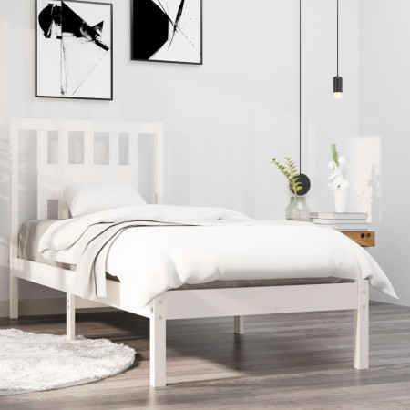 Weißer Einzelbettrahmen aus Massivholz, 90 x 190 cm von , Betten und Lattenroste - Ref: Foro24-3104029, Preis: 88,86 €, Rabat...