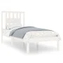 White solid wood single bed frame 90x190 cm by , Beds and slatted bases - Ref: Foro24-3104029, Price: 87,74 €, Discount: %