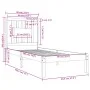 White solid wood single bed frame 90x190 cm by , Beds and slatted bases - Ref: Foro24-3104029, Price: 87,74 €, Discount: %