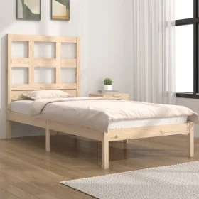 Solid pine wood bed frame 90x190 cm by , Beds and slatted bases - Ref: Foro24-3104443, Price: 81,11 €, Discount: %